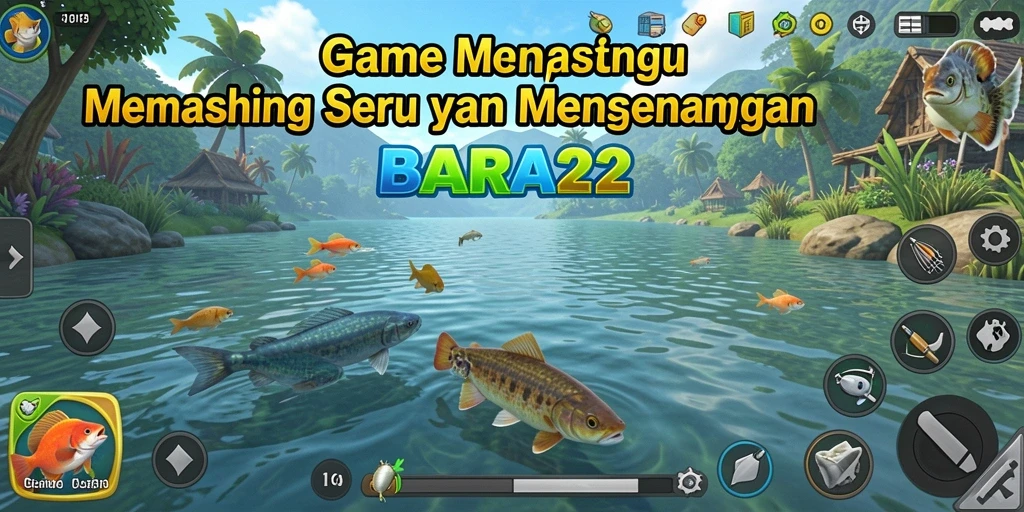 Tampilan gameplay BARA22 yang seru saat memancing.