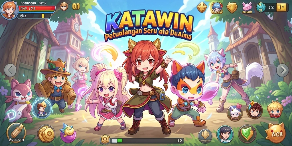 Screenshot KATAWIN menampilkan pertempuran seru di dunia anime.