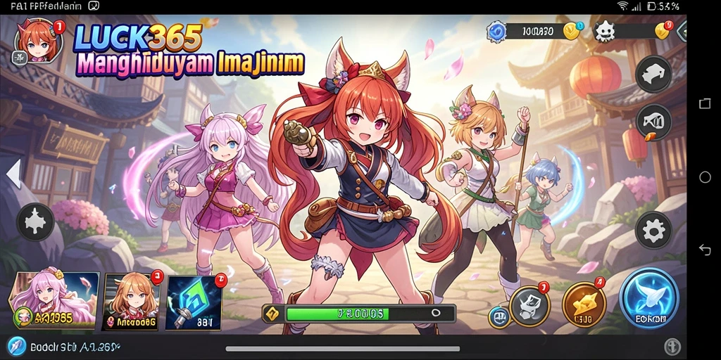 Screenshot gameplay LUCK365 menunjukkan pertarungan seru dengan karakter anime.
